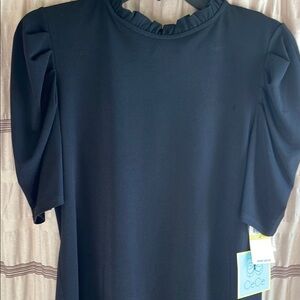 CeCe Black Ruffle Sleeve Top